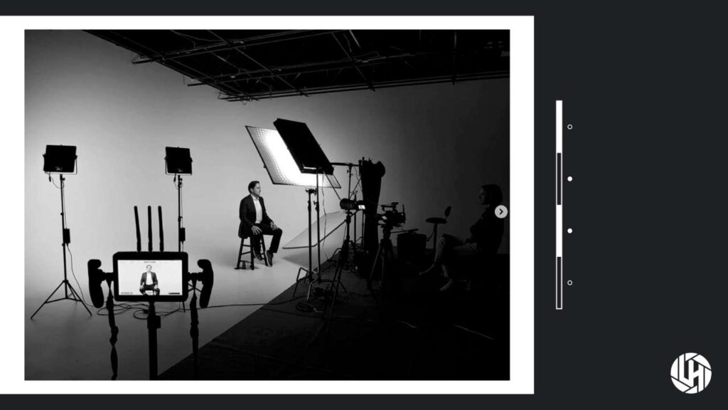 Video Production Studio Shoot Atlanta GA, Man on Soundstage Black and White